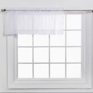 Sheer White Window Valance Curtain Rod Pocket W60"xL14" *